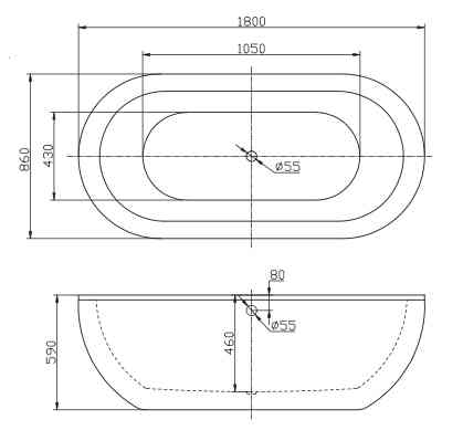 Ванна акриловая BelBagno BB13-1800 180х86 отдельностоящая овальная - фото 2