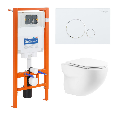 Комплект унитаз с инсталляцией BelBagno BB066CHR/BB870SC/BB002-80/BB014-SR-BIANCO