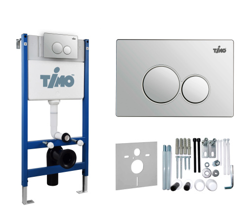 Инсталляция для унитаза и кнопка смыва механическая цвет хром Timo KULO TWC-01+FP-001