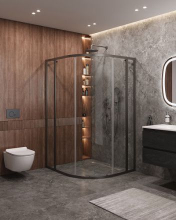 Душевой уголок Cezares MOLVENO MOLVENO-RH-11-120/110-C-GM-IV 120х110 стекло прозрачное профиль оружейная сталь без поддона