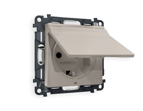 Комплект механизма розетки с/з со шторками и крышкой Ambrella Volt Alfa (Алфа) MA368010