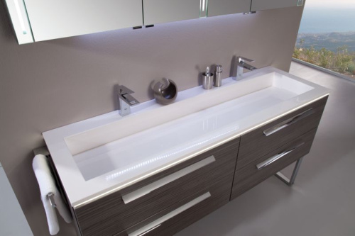 Раковина из минерального литья Puris Star Line WME916D61 160х50 накладная цвет белый 2 отверстия под смеситель