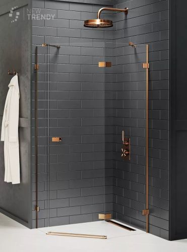 Душевой уголок New Trendy AVEXA Copper brushed EXK-3828 100х80 стекло прозрачное профиль медь без поддона
