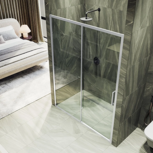 Душевая дверь Maybah Glass MGD-1275-5 100х195 стекло прозрачное профиль хром матовый