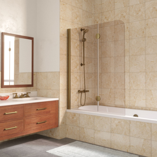 Душевая шторка на ванну Vegas-Glass E2V LUX E2V LUX 120 5 5 L 120х151 стекло тонированное профиль бронза
