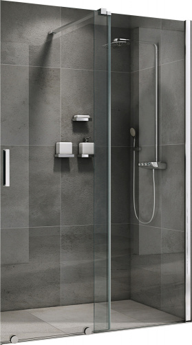 Душевая дверь Abber Komfort AG90120 120х200 стекло прозрачное профиль хром глянцевый
