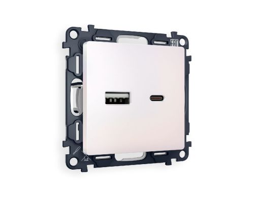 Комплект механизма розетки 2USB A+C 20W (быстрая зарядка) Ambrella Volt Alfa (Алфа) MA211010
