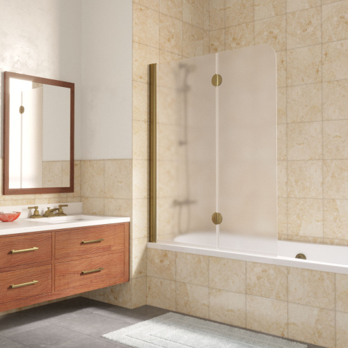 Душевая шторка на ванну Vegas-Glass E2V LUX E2V LUX 120 5 10 L 120х151 стекло матовое профиль бронза