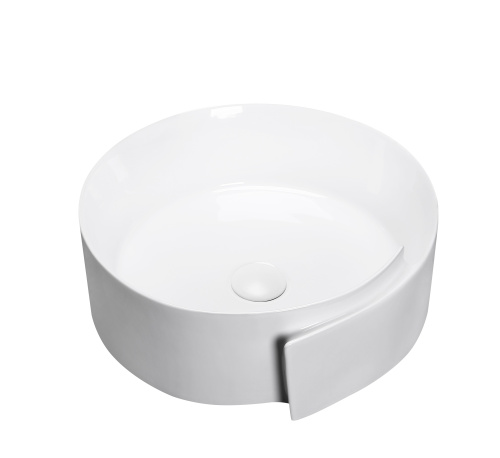 Раковина из сантехнического фарфора MILLEAU GLACE MU0066-GW 44х46 накладная цвет белый глянцевый без отверстий под смеситель