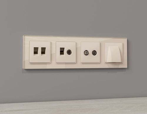 Комплект механизма розетки компьютерной + TV оконечной RJ-45 с автоматической защитной шторкой Ambrella Volt MA MA332510