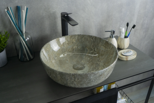 Раковина керамическая Gid Esfera 54438 42х42 накладная цвет многоцветный без отверстий под смеситель