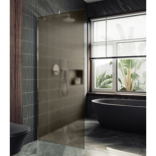 Душевая перегородка Maybah Glass MGD-1354-2ш 99х195 стекло тонированное профиль бронза