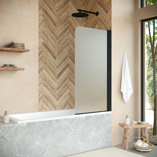 Душевая шторка на ванну Vegas-Glass EV+EV NOVO EV NOVO 70 02М 10 R 70х139 стекло матовое профиль черный матовый ориентация правая