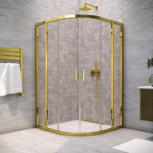 Душевой уголок Vegas-Glass ZS TUR+NOVO ZS TUR NOVO 110 09 05 110х110 стекло тонированное профиль золото глянцевое без поддона