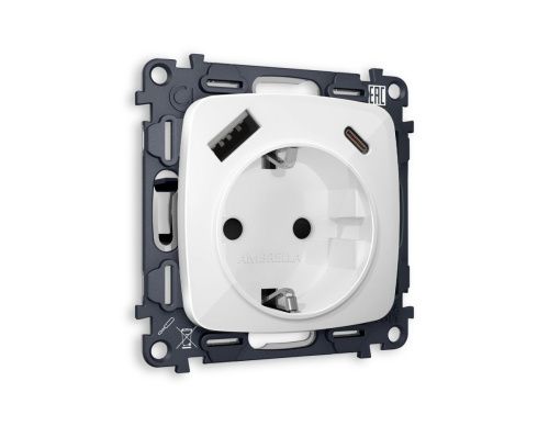 Комплект механизма электрической розетки USB A+C 20W Ambrella Volt Omega (Омега) MO110010