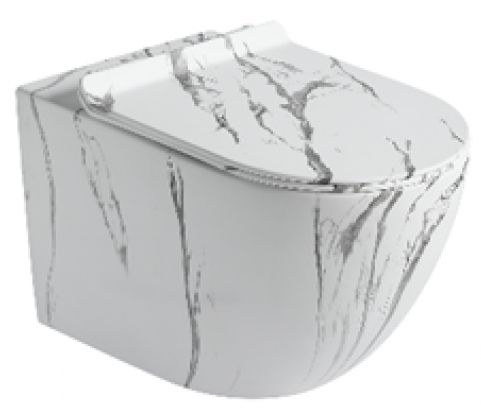 Унитаз подвесной CeramaLux 2213-K белый с сиденьем микролифт каскадный смыв - фото 4