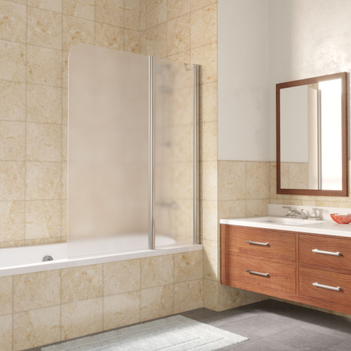 Душевая шторка на ванну Vegas-Glass E2V LUX ST E2V LUX ST 115 8 10 R 115х151 стекло матовое профиль хром глянцевый