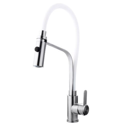 Смеситель для кухни Fashun A54112-8 на мойку сатин/белый