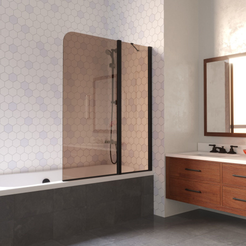 Душевая шторка на ванну Vegas-Glass E2V LUX ST E2V LUX ST 125 02М 5 R 125х151 стекло тонированное профиль черный матовый