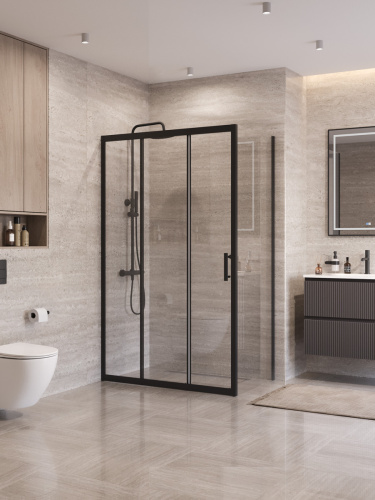 Душевой уголок BelBagno UNO-195 UNO-195-AHF-31-120/80-C-NERO 120х80 стекло прозрачное профиль черный без поддона