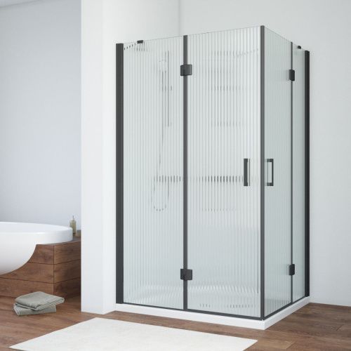 Душевой уголок Vegas-Glass AFA-F TUR+NOVO AFA-F NOVO 90*80 02М Moru L 90х80 стекло рифленое профиль черный без поддона