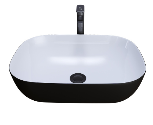 Раковина Grossman Color 46 см GR-4041BW накладная цвет черный/белый