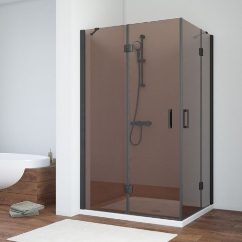 Душевой уголок Vegas-Glass AFA-F TUR+NOVO AFA-F NOVO 90*80 02М 05 L 90х80 стекло тонированное профиль черный без поддона