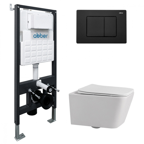 Комплект унитаз с инсталляцией с клавишей смыва ABBER Rechteck AC1201-AC0105-AC0120MB
