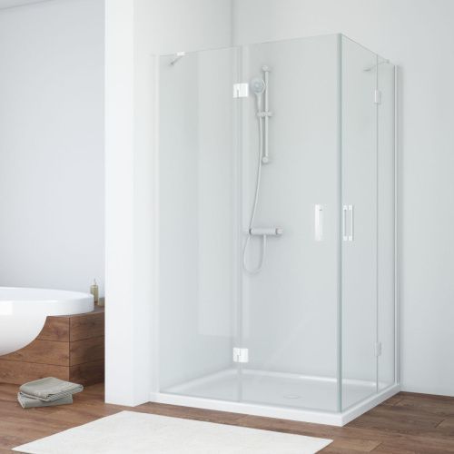 Душевой уголок Vegas-Glass AFA-F TUR+NOVO AFA-F NOVO 90*80 01 crystalvision L 90х80 стекло прозрачное профиль белый без поддона