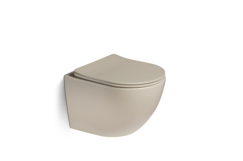 Унитаз подвесной SantiLine SL-5101 цвет бежевый матовый с сиденьем микролифт безободковый смыв воронка-водоворот