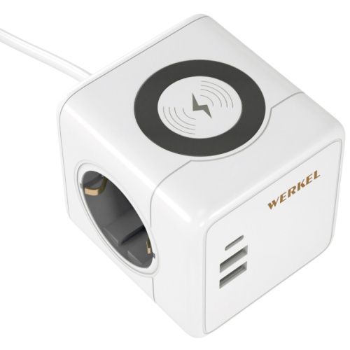 Розеточный блок 3-местный + 3 USB + беспроводная зарядка Werkel 4690389204265