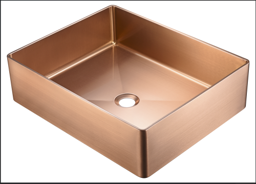 Раковина из нержавеющей стали AltroBagno Accordo AltroBagnoAccordo001011RaSp 50х40 накладная цвет медь матовая