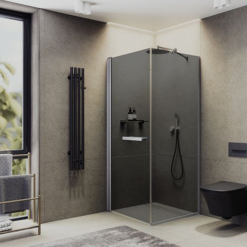 Душевой уголок Maybah Glass MGY-1321-5 90х90 стекло тонированное профиль хром матовый без поддона