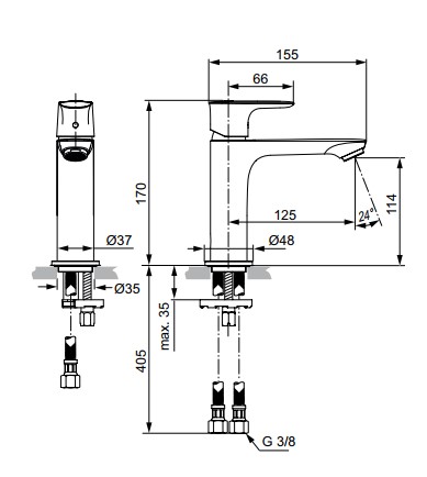 Смеситель Ideal Standard Connect Air A7015AA на раковину хром - фото 2