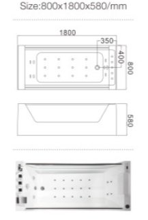 Ванна акриловая гидромассажная Frank 2042042 180х80 отдельностоящая прямоугольная с каркасом - фото 3