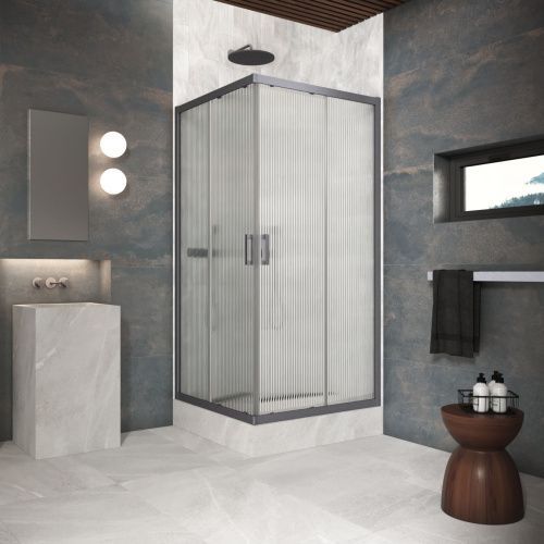 Душевой уголок Vegas-Glass ZA Protec ZA Protec 110 06 Moru 110х110 стекло рифленое профиль вороненая сталь без поддона
