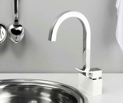 Смеситель для кухни WasserKRAFT Aller 1060 WHITE 1067W на мойку/столешницу белый/хром - фото 2