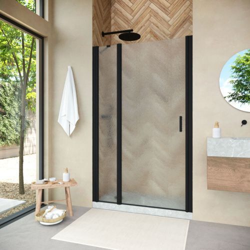 Душевая дверь Vegas-Glass EP-F-1 NOVO EP-F-1 NOVO 155 02М 02 L 155х189 стекло рифленое профиль черный матовый