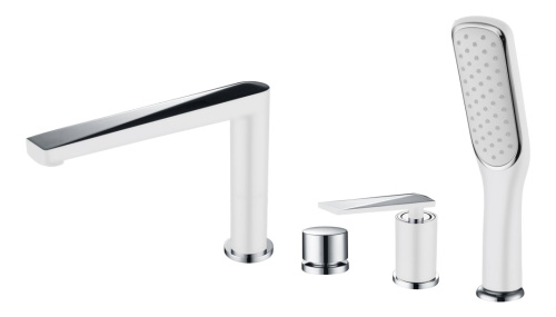 Смеситель Boheme Venturo 370-W на борт ванны белый глянцевый