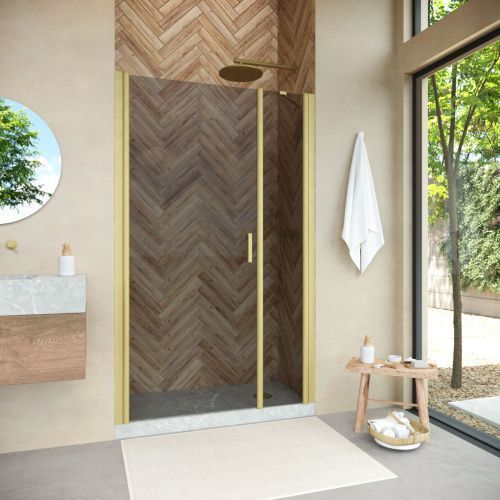 Душевая дверь Vegas-Glass EP-F-2 NOVO EP-F-2 NOVO 100 03 07 L 100х190 стекло тонированное профиль золото