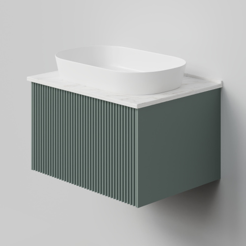 Тумба со столешницей La Fenice TERRA NFNC-01-TER-G-60-3-GG 70х36х47 подвесная цвет серый/зелёный