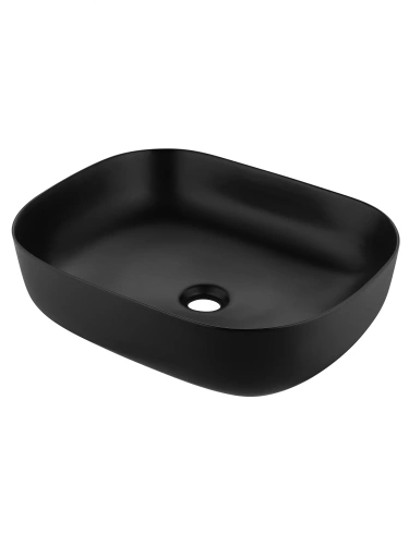 Раковина из сантехнического фарфора Wonzon & Woghand Tahoe WW-RN41286-MB 50х43 накладная цвет черный без отверстий под смеситель