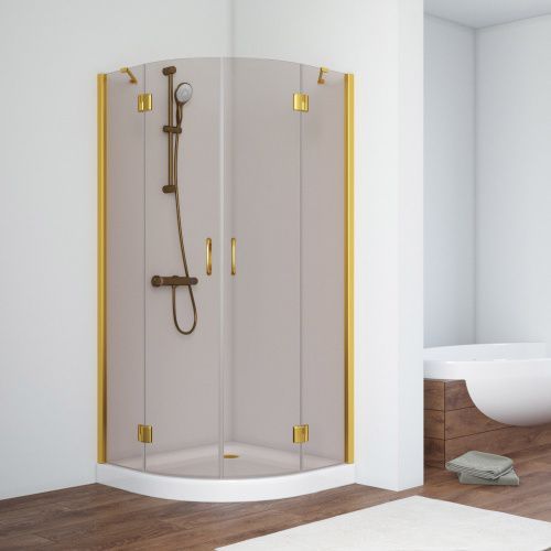Душевой уголок Vegas-Glass AFS TUR+NOVO AFS TUR NOVO h1890 80 09 05 R 80х80 стекло тонированное профиль золото без поддона