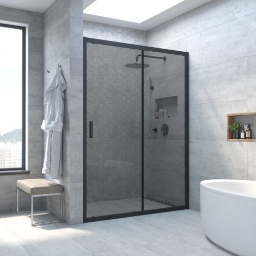 Душевая дверь Vegas-Glass ZP TUR+NOVO ZP NOVO h2000 165 02М 07 165х200 стекло тонированное профиль черный