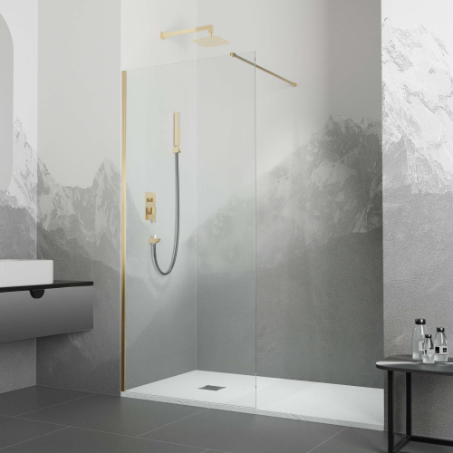 Душевая перегородка RGW Walk In 02101009-16 90х195 стекло прозрачное профиль золото глянцевое Душевая перегородка RGW Walk In 02101009-16 90х195 стекло прозрачное профиль золото глянцевое