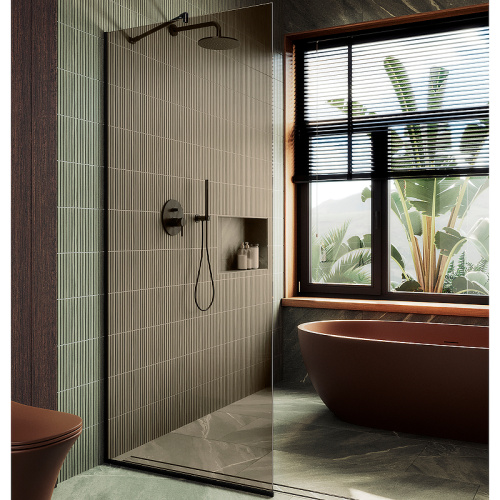 Душевая перегородка Maybah Glass MGD-678-6у 109х195 стекло тонированное профиль черный