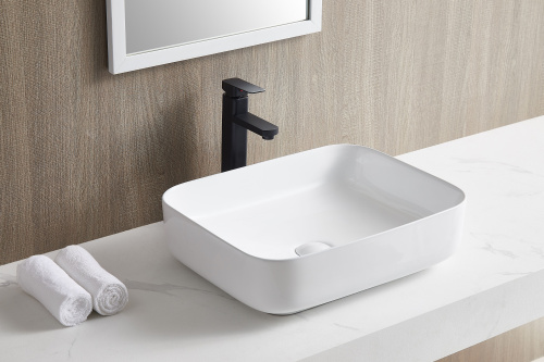 Раковина из сантехнического фарфора Sintesi SIN-LVB-APP-409 50х40 накладная цвет белый