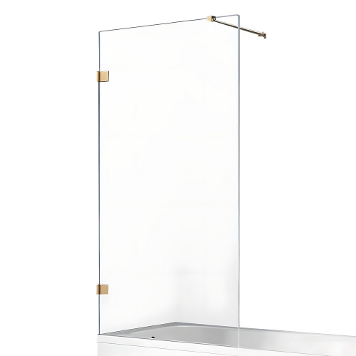Душевая шторка на ванну New Trendy AVEXA GOLD BRUSHED EXK-2008-WP 90х150 стекло прозрачное профиль золото брашированное