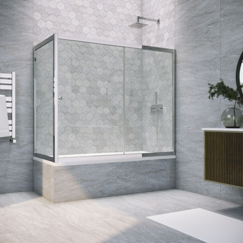 Душевая шторка на ванну Vegas-Glass ZV+ZVF TUR+NOVO ZV+ZVF TUR NOVO 160*70 08 crystalvision 160х140 стекло прозрачное профиль хром глянцевый