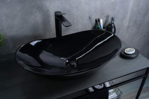 Раковина Gid Lago 61 см BL9811 (53349) накладная цвет черный глянцевый
